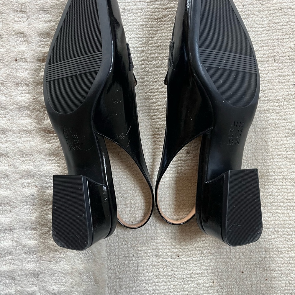 Naturalizer Black Patent Slingback Loafers Heels - Picture 3 of 4